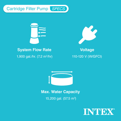 Intex Pool Pump Hose 59 Inch Long (2 Pack) & 2500 GPH Filter Cartridge Pump