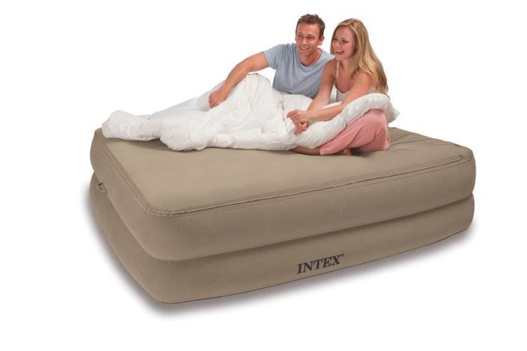 INTEX Queen Memory Foam Top Raised Airbed Air Mattress Bed with Pump - Open Box