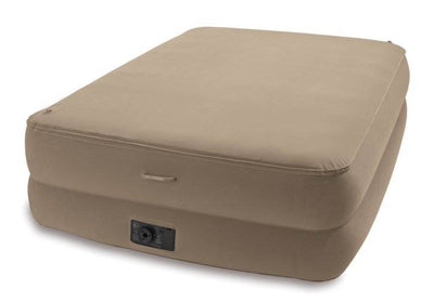 INTEX Queen Memory Foam Top Raised Airbed Air Mattress Bed with Pump - Open Box
