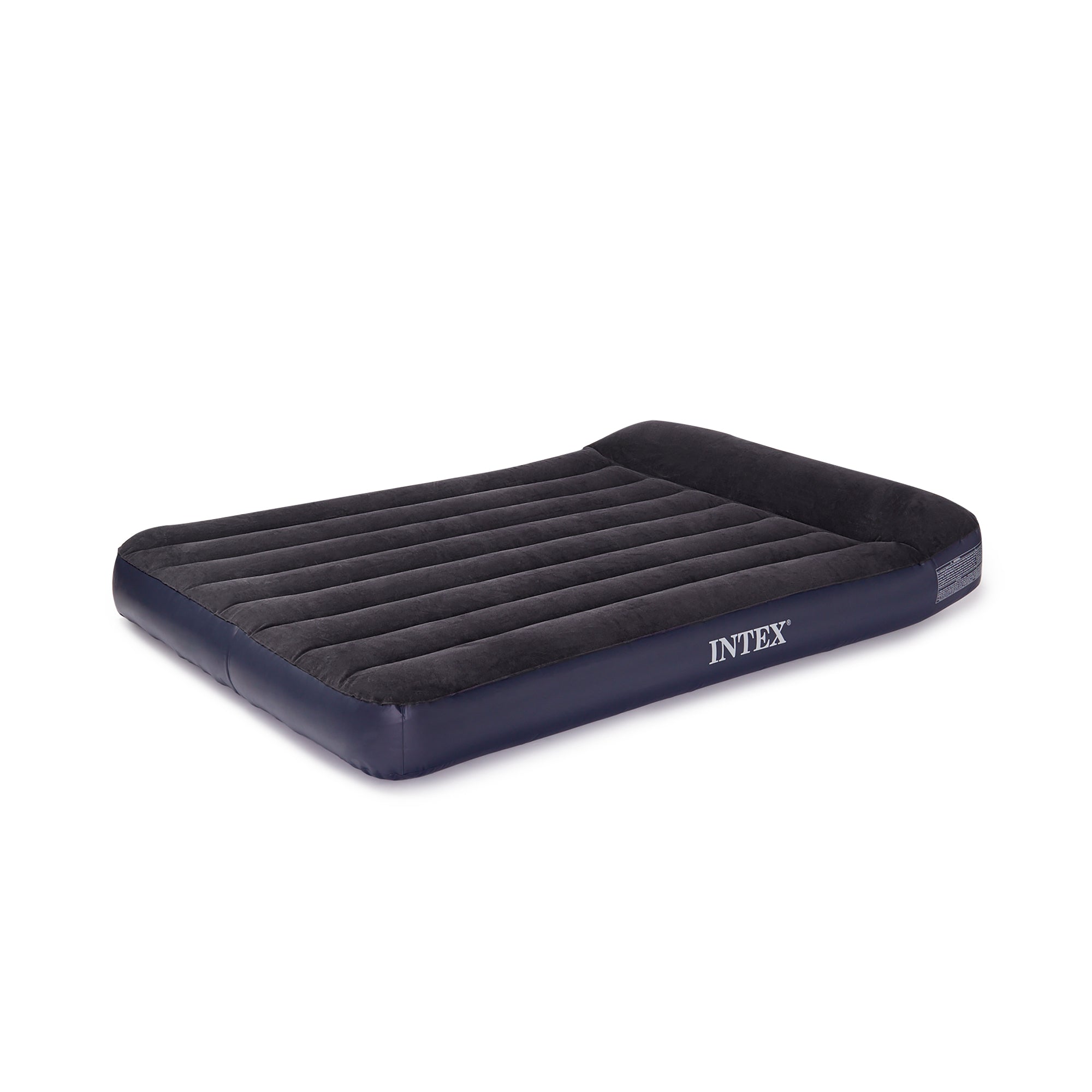 Intex Classic Inflatable Full Air Mattress Bed With Built-In Pillow Rest + Pump