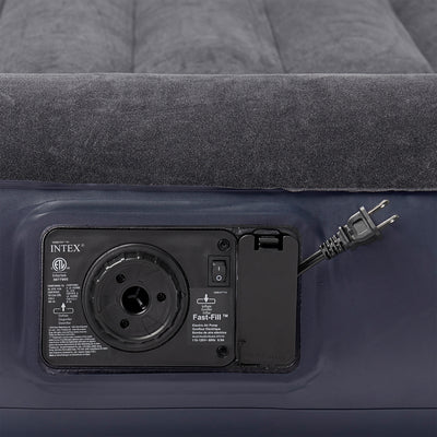 Intex Classic Inflatable Full Air Mattress Bed With Built-In Pillow Rest + Pump