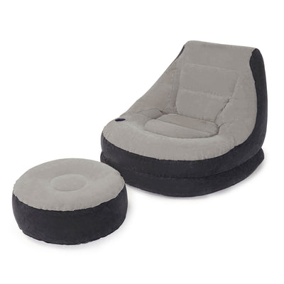 Intex Inflatable Ultra Lounge Chair With Cup Holder And Ottoman Set (2 Pack)