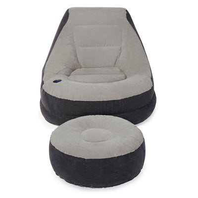 Intex Inflatable Ultra Lounge Chair With Cup Holder And Ottoman Set (2 Pack)