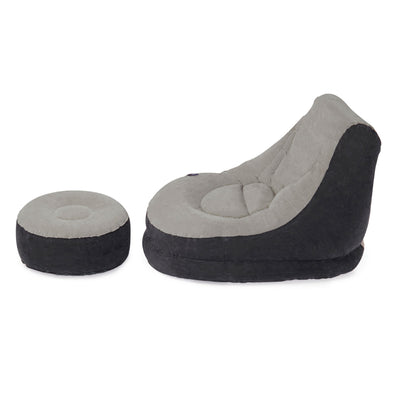 Intex Inflatable Ultra Lounge Chair With Cup Holder & Ottoman Set, Gray (5 Pack)