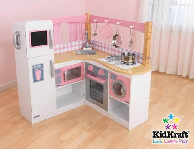 KidKraft Grand Gourmet Deluxe Corner Play Kitchen & Deluxe Cookware Set