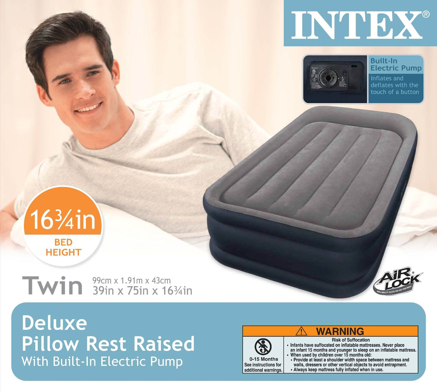 2-Pack Intex Deluxe Twin Pillow Rest Raised Air Mattresses + Pumps | 2 x 67731E