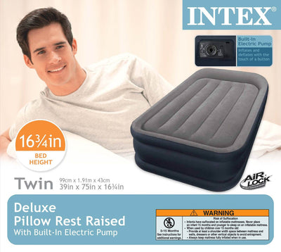 2-Pack Intex Deluxe Twin Pillow Rest Raised Air Mattresses + Pumps | 2 x 67731E