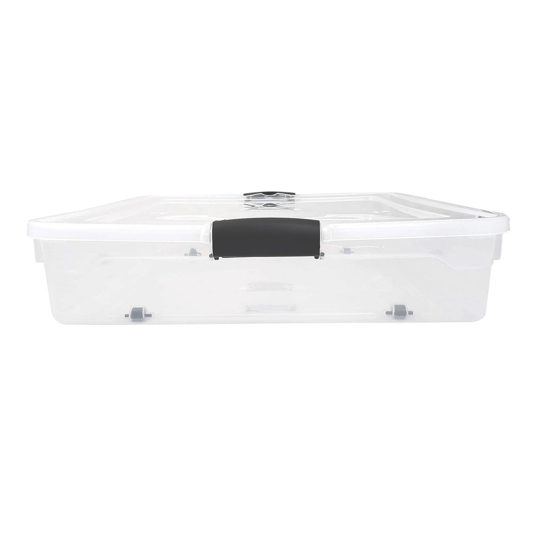 Homz 56 Qt Full/Queen Underbed Clear Plastic Latching Storage Container, 2 Pack - VMInnovations