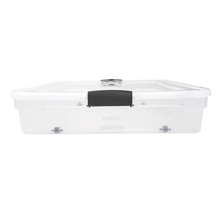 Homz 56 Qt Full/Queen Underbed Clear Plastic Latching Storage Container, 2 Pack - VMInnovations
