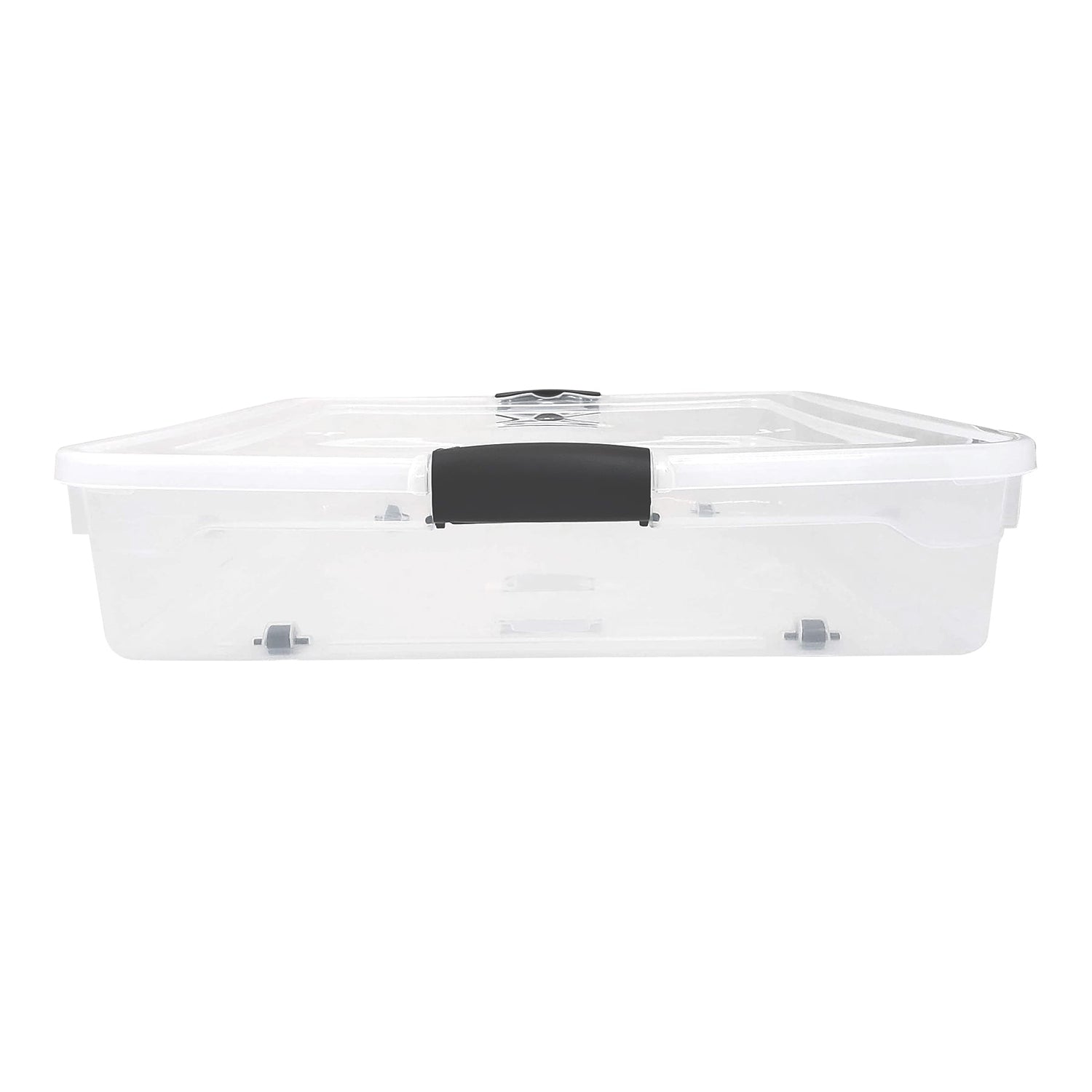 Homz 56 Qt Full/Queen Underbed Clear Plastic Latching Storage Container, 4 Pack - VMInnovations