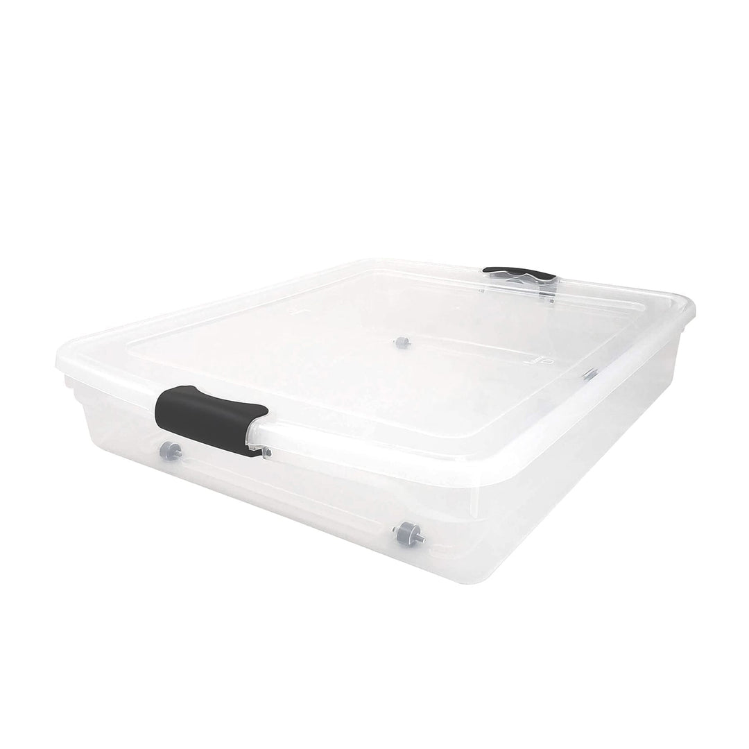 56 Qt Full/Queen Underbed Clear Latching Storage Container, 2 Pack (Used)