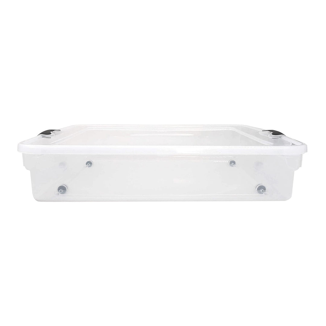 Homz 56 Qt Full/Queen Underbed Clear Plastic Latching Storage Container, 2 Pack