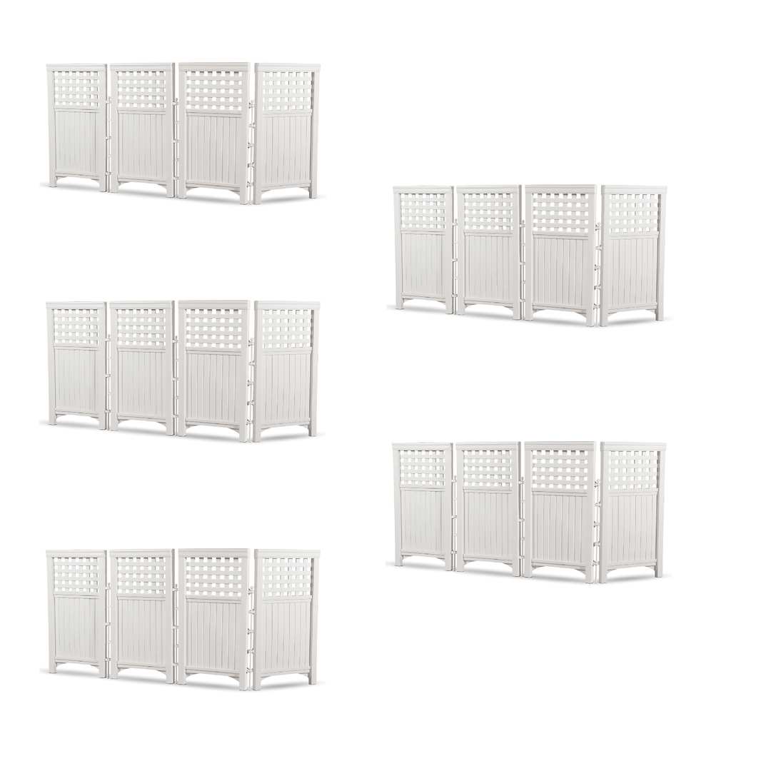 Suncast Outdoor Garden Yard 4 Panel Screen Enclosure Gated Fence, White (5 Pack)