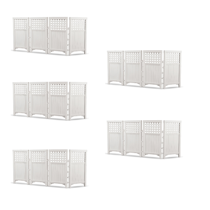 Suncast Outdoor Garden Yard 4 Panel Screen Enclosure Gated Fence, White (5 Pack)