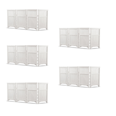 Suncast Outdoor Garden Yard 4 Panel Screen Enclosure Gated Fence, White (5 Pack)