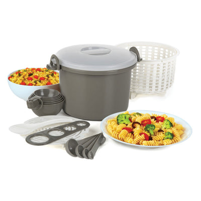 Prep Solutions 17Piece Set Microwaveable Rice & Pasta Cooker w/Locking Lid(Used)