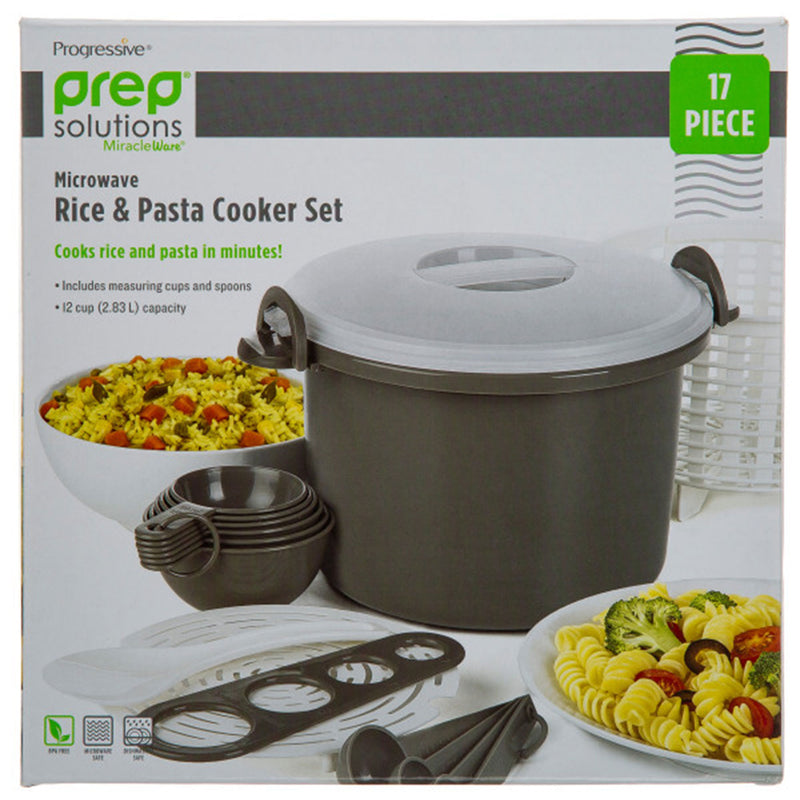 Prep Solutions 17Piece Set Microwaveable Rice & Pasta Cooker w/Locking Lid(Used)