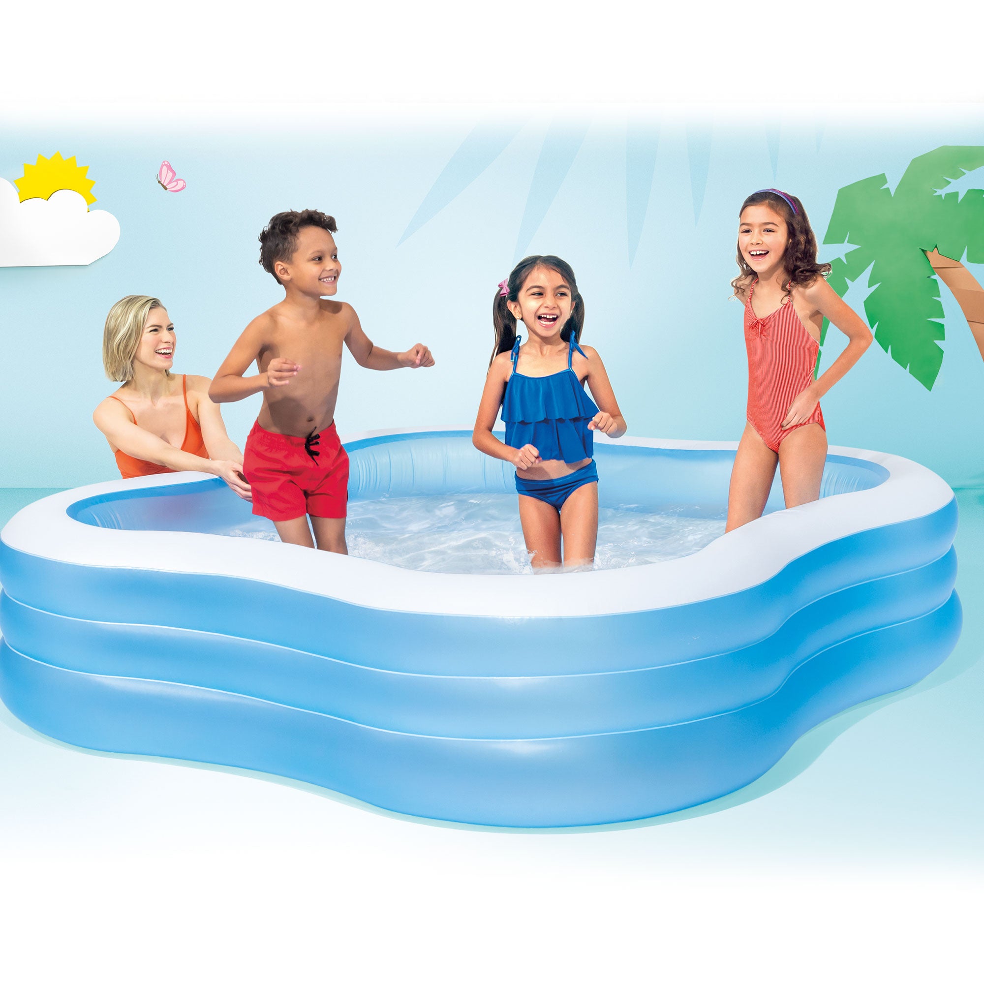 Intex Swim Center 90" x 90" x 2" Inflatable Backyard Swimming Pool (Open Box) - VMInnovations