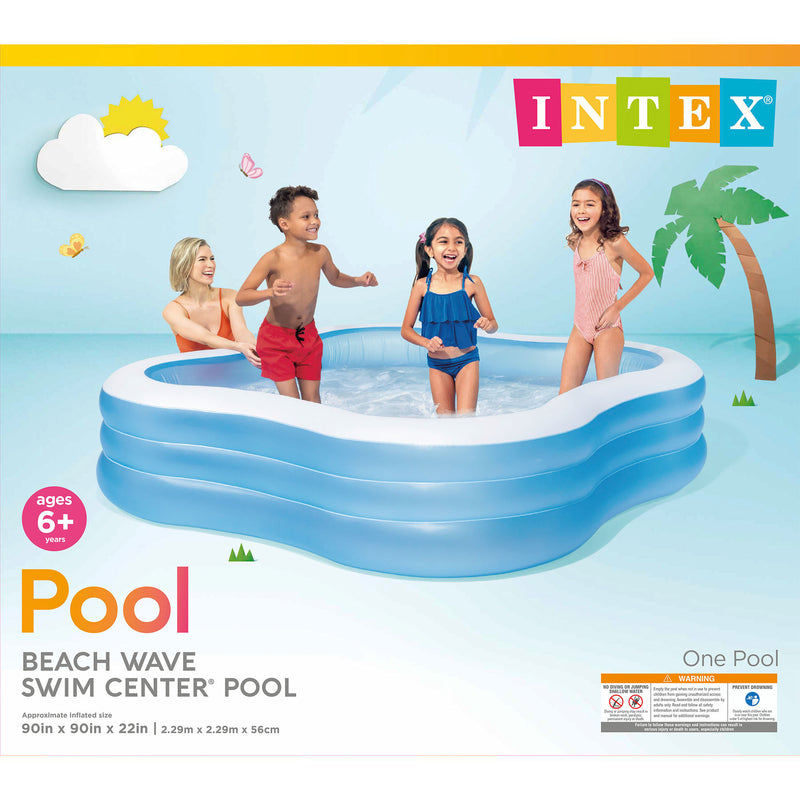 Intex Swim Center 90in x 90in x 2in Inflatable Play Kids Backyard Swimming Pool