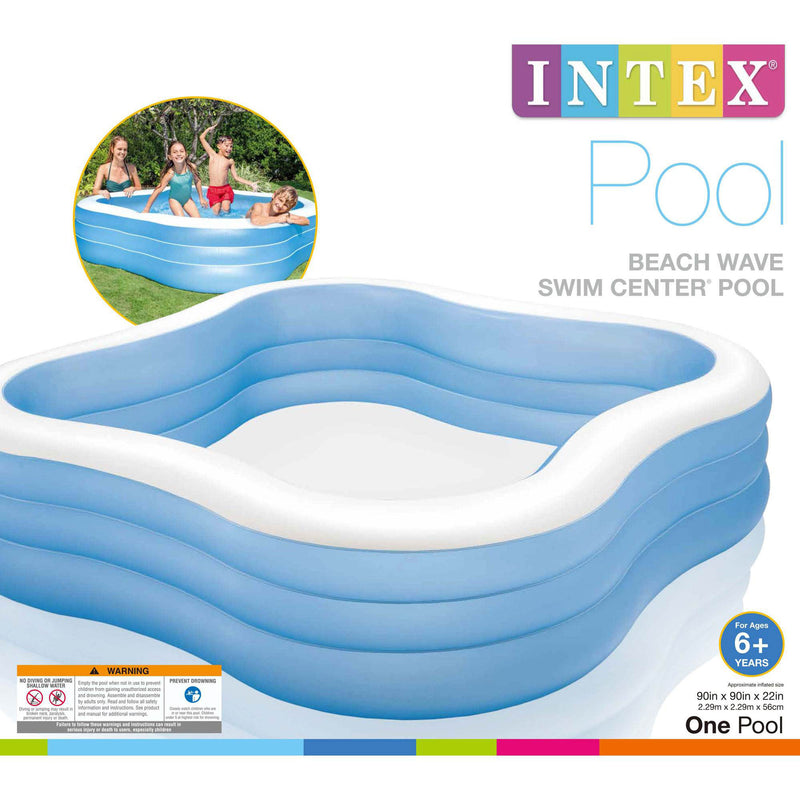 Intex Swim Center 90in x 90in x 2in Inflatable Play Kids Backyard Swimming Pool