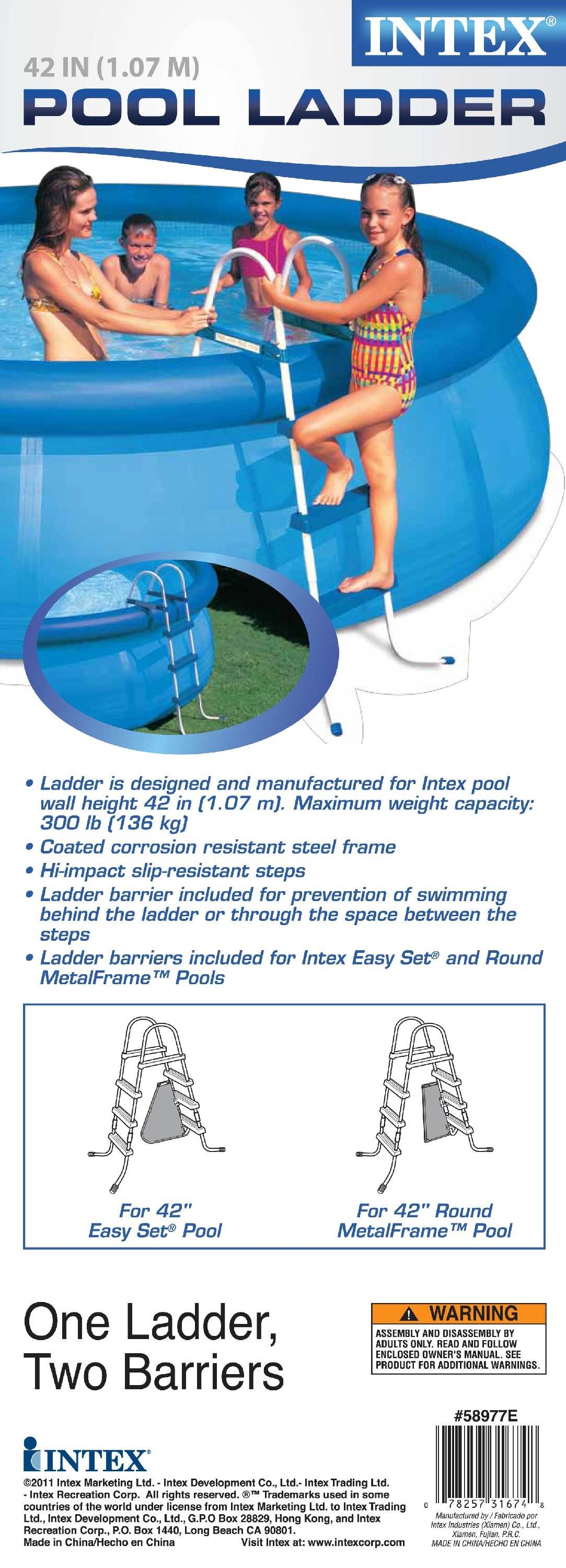 INTEX Above Ground Swimming Pool Ladder with Barrier - 42" Pools (Open Box)