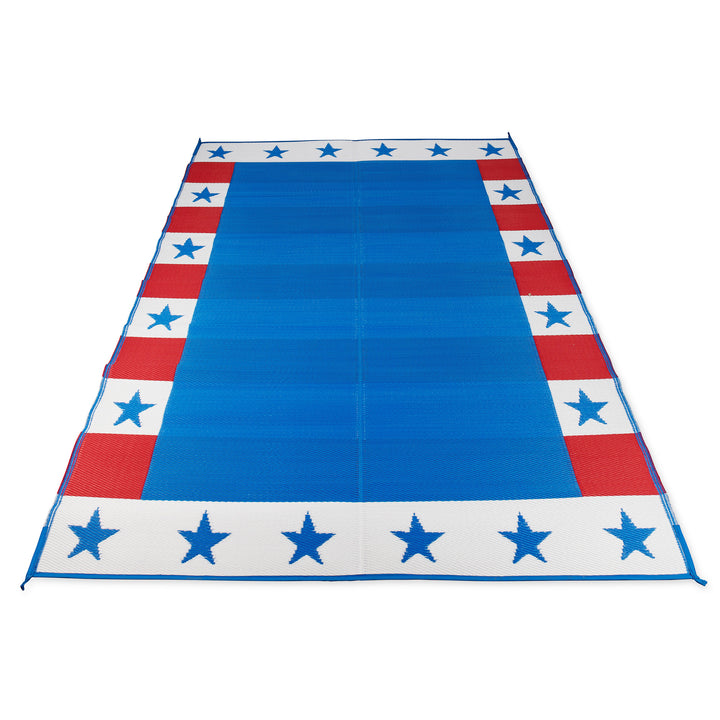 Camco RV Outdoor Mat for RVs, Campsites and Patios, 6 x 9 Ft, Patriot Design - VMInnovations