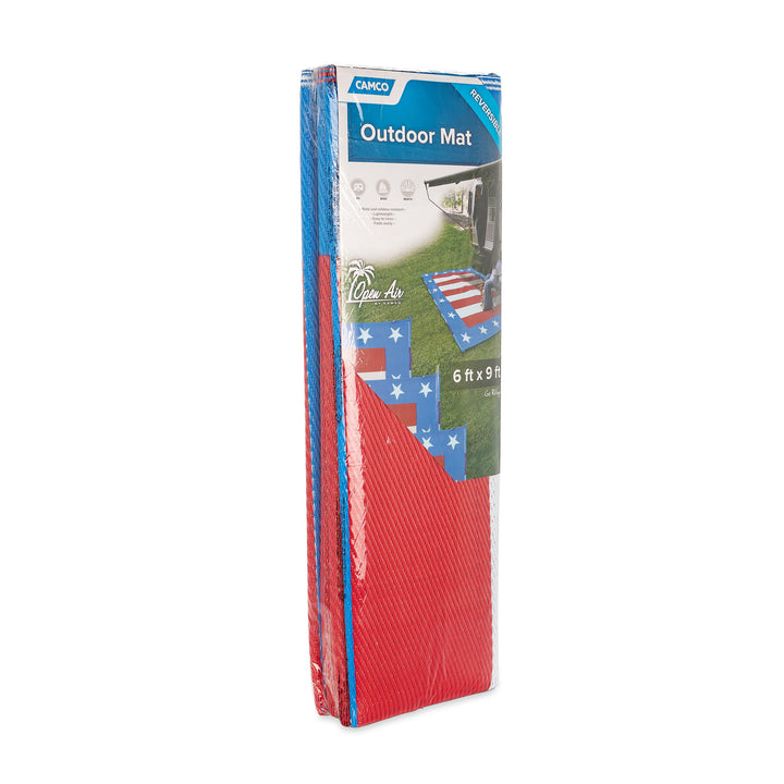 Camco RV Outdoor Mat for RVs, Campsites and Patios, 6 x 9 Ft, Patriot Design - VMInnovations
