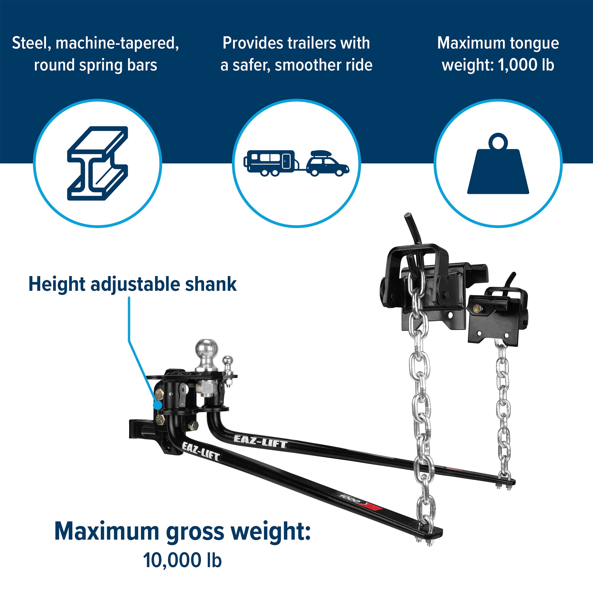 Camco Eaz Lift Elite 800 Pound Weight Distribution Hitch Kit with Sway Control - VMInnovations