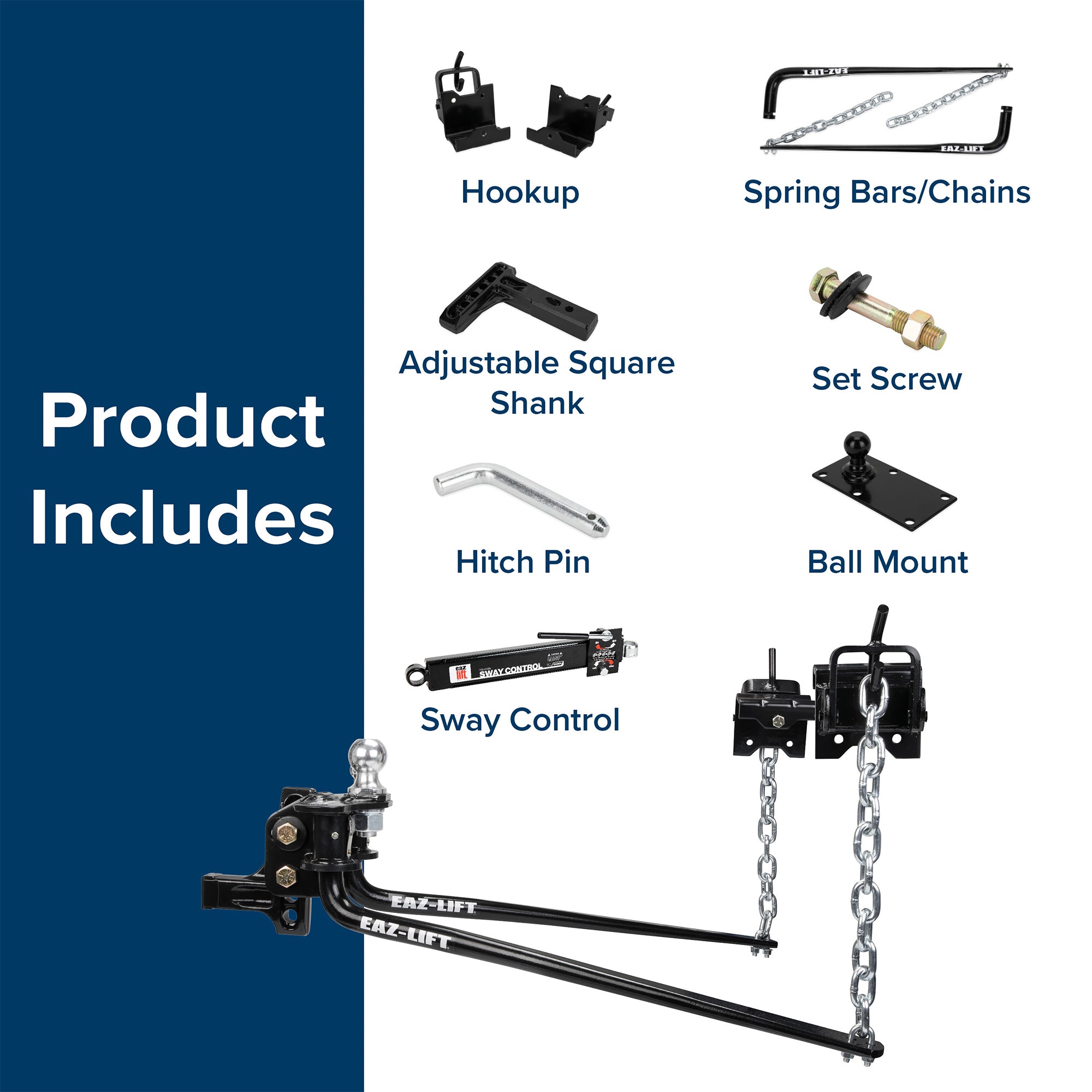 Camco Eaz Lift Elite 800 Pound Weight Distribution Hitch Kit with Sway Control - VMInnovations