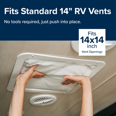 Camco 14” RV Vent Insulator Cover for Roof, Skylight, Reflective Surface, White - VMInnovations
