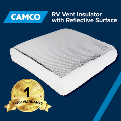 Camco 14” RV Vent Insulator Cover for Roof, Skylight, Reflective Surface, White - VMInnovations