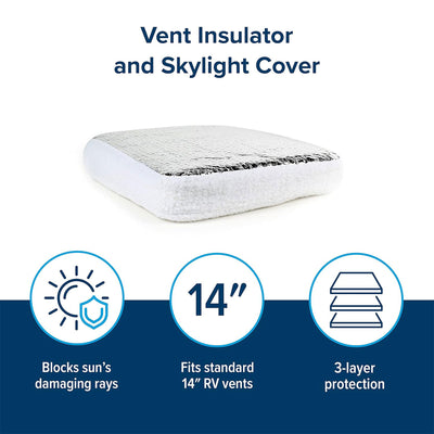 Camco 14" RV Vent Insulator Cover, Skylight Reflective Surface, White, 3 Pack - VMInnovations