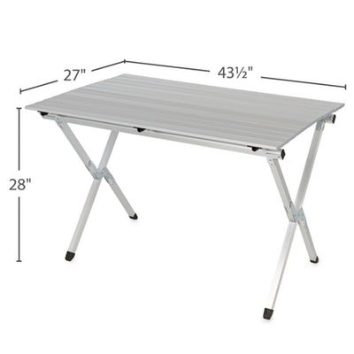 Camco Aluminum Roll-Up Table w/ Carrying Bag for Outdoor Use, Seats 4-6, Silver - VMInnovations