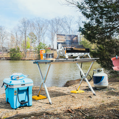 Camco Aluminum Roll-Up Table w/ Carrying Bag for Outdoor Use, Seats 4-6, Silver - VMInnovations
