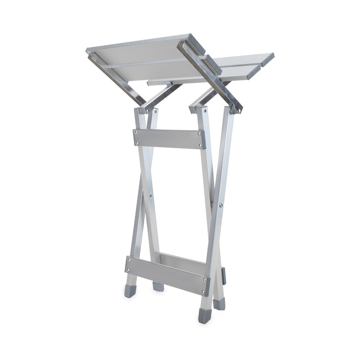 Camco Fold-Away Aluminum Small End Table for Indoor or Outdoor Use, Silver - VMInnovations