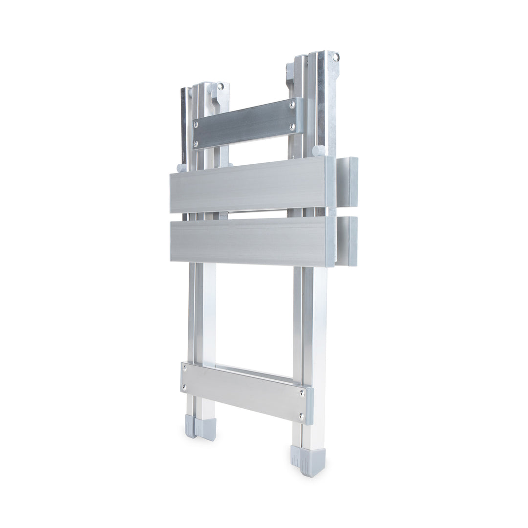 Camco Fold-Away Aluminum Small End Table for Indoor or Outdoor Use, Silver - VMInnovations