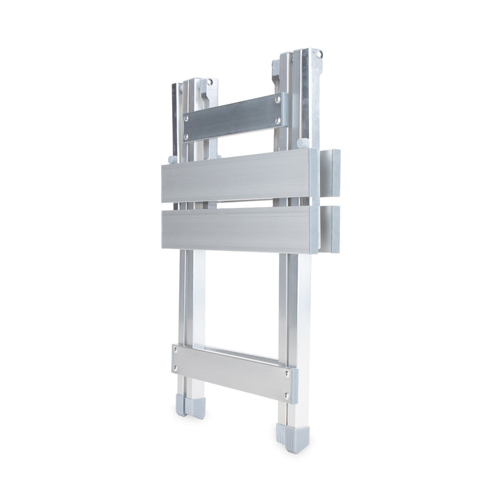 Camco Fold-Away Aluminum Small End Table for Indoor or Outdoor Use, Silver - VMInnovations