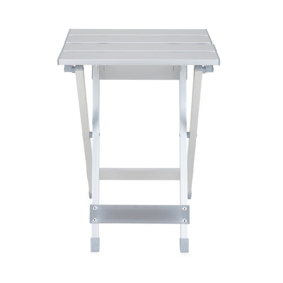Camco Fold-Away Aluminum Small End Table for Indoor or Outdoor Use, Silver - VMInnovations