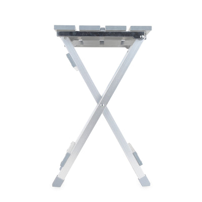 Camco Fold-Away Aluminum Small End Table for Indoor or Outdoor Use, Silver - VMInnovations