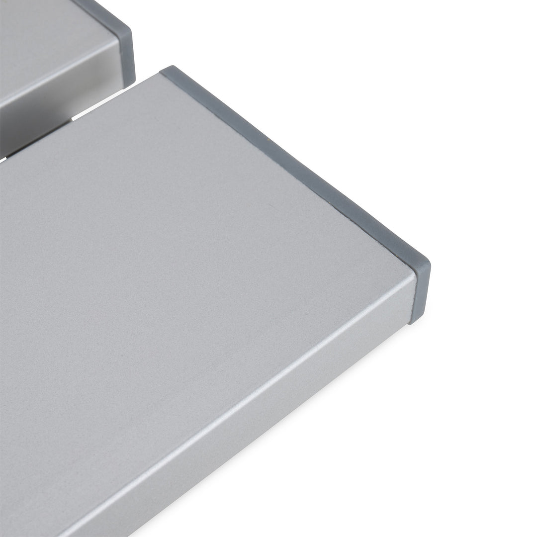 Camco Fold-Away Aluminum Small End Table for Indoor or Outdoor Use, Silver - VMInnovations