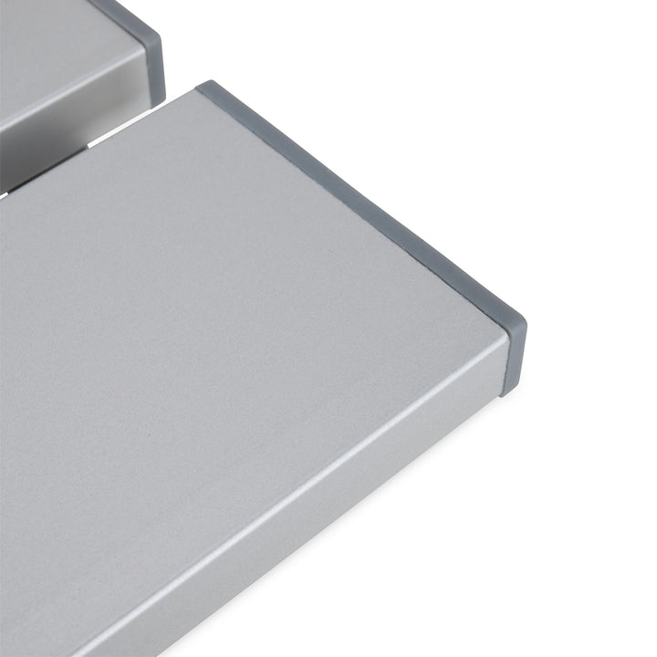 Camco Fold-Away Aluminum Small End Table for Indoor or Outdoor Use, Silver - VMInnovations