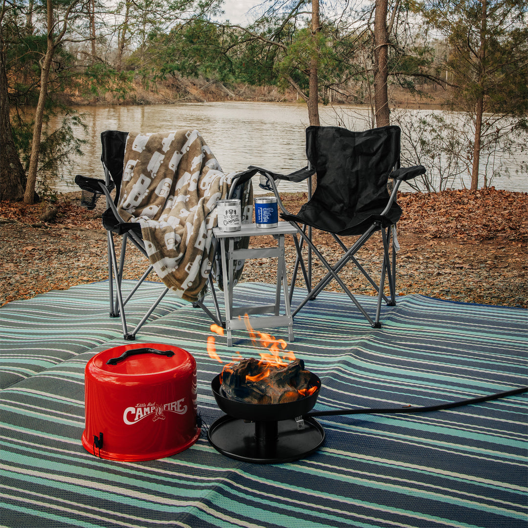 Camco Fold-Away Aluminum Small End Table for Indoor or Outdoor Use, Silver - VMInnovations