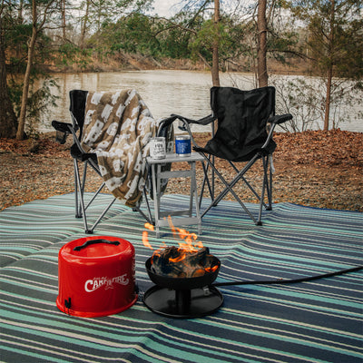 Camco Fold-Away Aluminum Small End Table for Indoor or Outdoor Use, Silver - VMInnovations