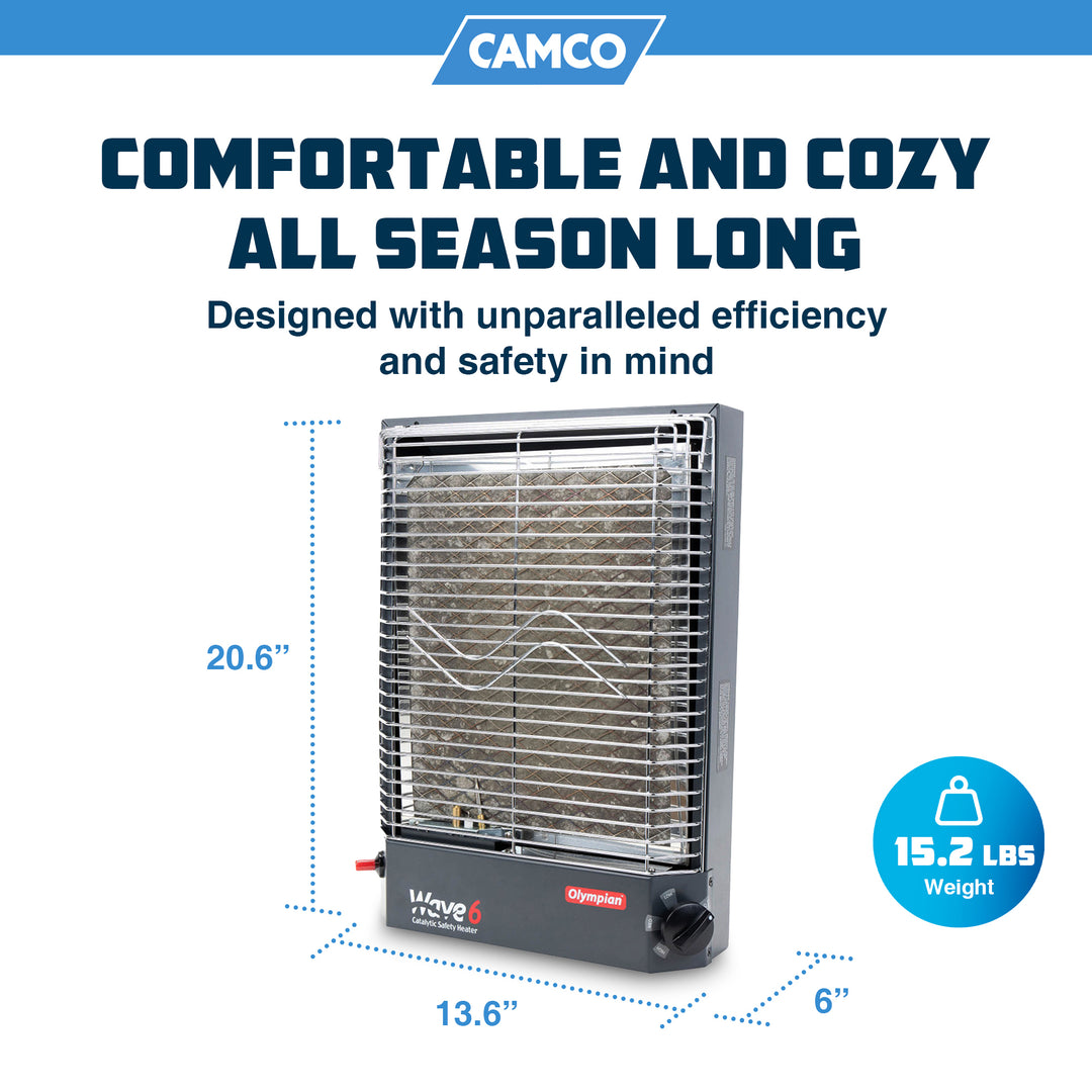 Camco Wave-6 Portable Catalytic Safety Heater for RV Use, 6,000 BTU (Open Box)