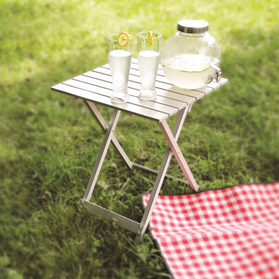 Camco Large Durable Aluminum Fold Away Multi Use Outdoor Table, Silver(Open Box) - VMInnovations
