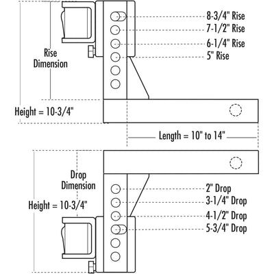 Camco EAZ Lift 14 x 5.75 x 8.75 inch RV Weight Distribution Steel Shanks, Black - VMInnovations