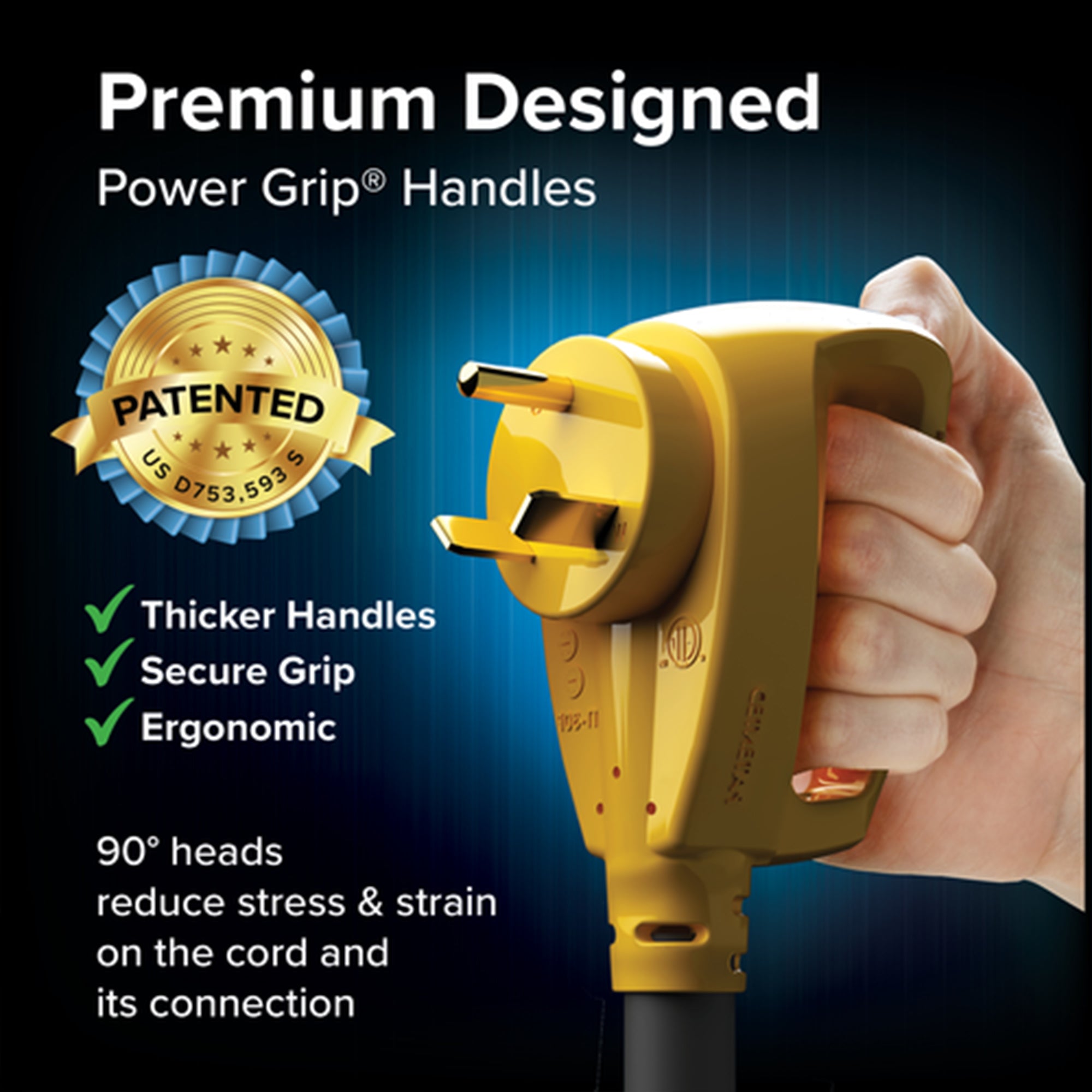 Camco PowerGrip 50 Ft 30 Amp RV Extension Cord Locking Connector 10 Gauge - VMInnovations