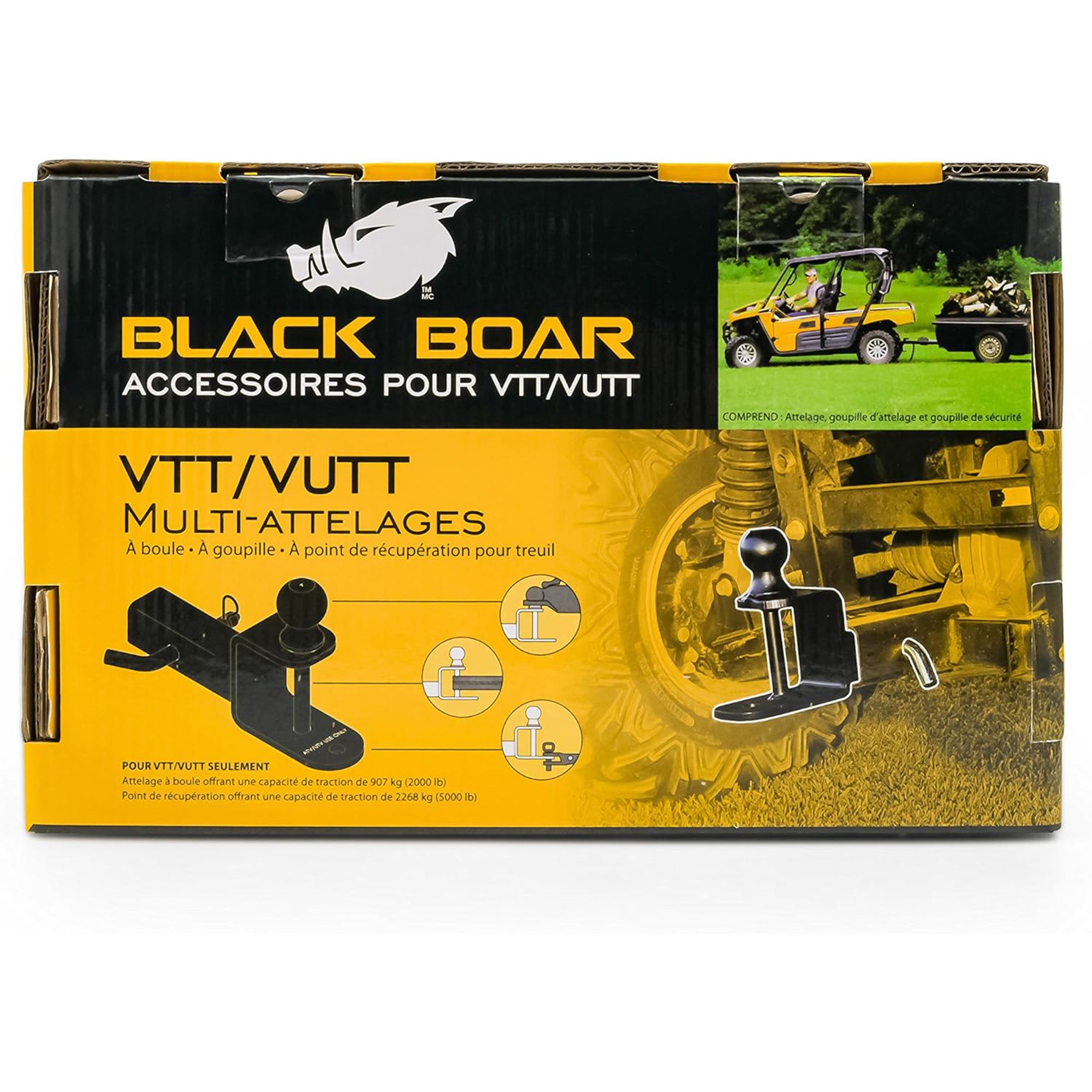 Black Boar UTV/ATV Multi-Hitch with 1-7/8" Ball & 2" Shank with 6" Length, Black
