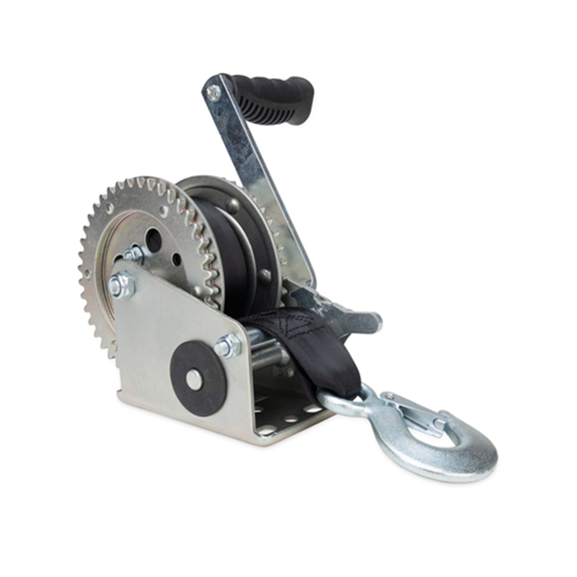 Camco Hand Crank Boat Trailer Winch w/ 20' Strap, 2 Way Ratchet, 2000lb Capacity - VMInnovations