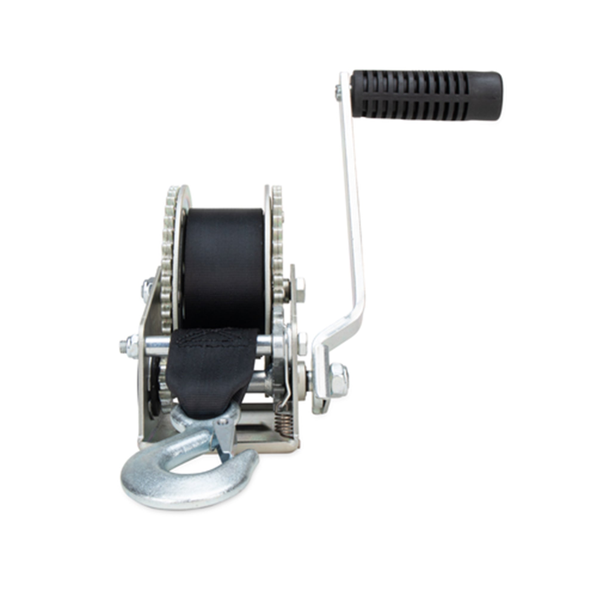 Camco Hand Crank Boat Trailer Winch w/ 20' Strap, 2 Way Ratchet, 2000lb Capacity - VMInnovations